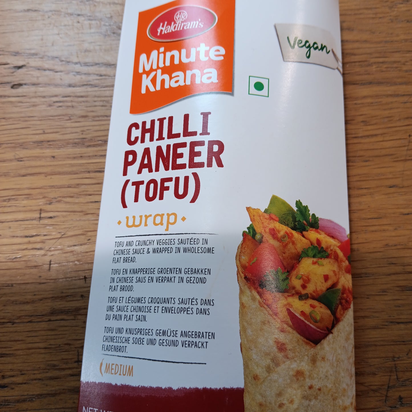 Frozen haldiram chilli paneer (tofu)wrap